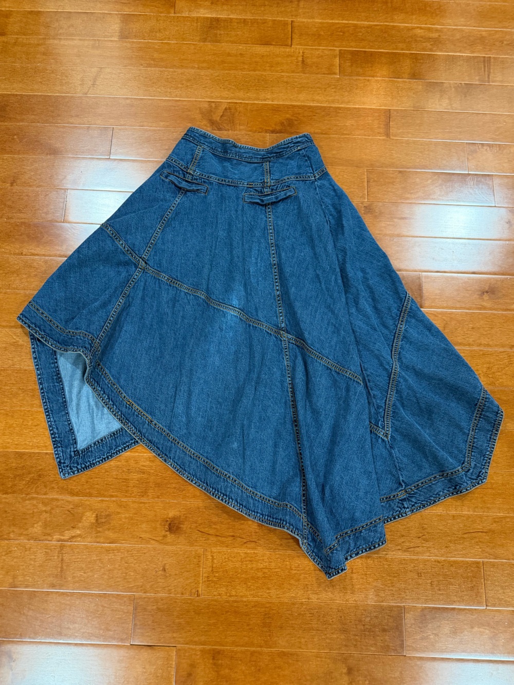 Pilcro Blue Jean 100% Cotton Reworked Asymmetrical Denim Midi Skirt Sz. 2P - Picture 4 of 5